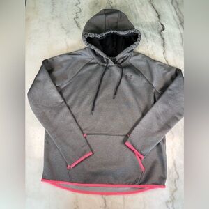 Under Armour Women's Pullover Hoodie Sz L Cool Gear Storm 1 Gray/Pink Thumb Hole